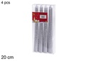 Pack 4 velas de candelabro plata 20 cm