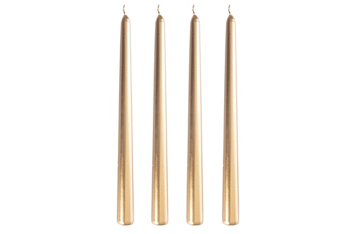 [120616] 4 bougies candélabres dorées 25cm