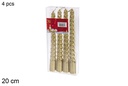 Pack 4 velas espiral de candelabro oro 20 cm