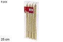 Pack 4 velas espiral de candelabro oro 25 cm