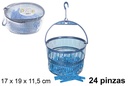 Cesta con 24 pinzas de plástico