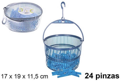 [120713] Cesta con 24 pinzas de plástico