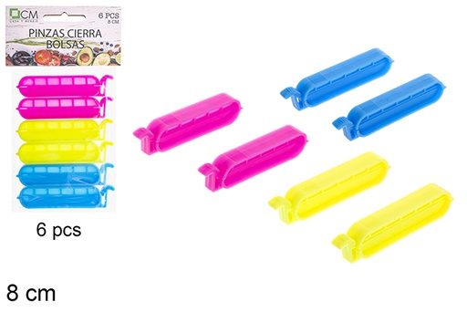 [120719] Pack 6 clips en plastique pour fermer les sacs 8 cm