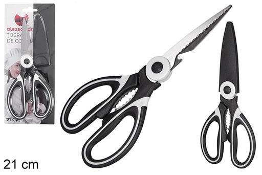 [120723] Forbici da cucina con manico bicolore e fodero 21 cm