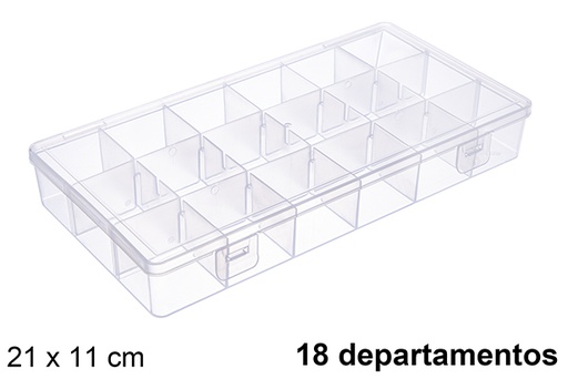 [120724] Caja plástico herramientas 18 compartimentos 21x11 cm