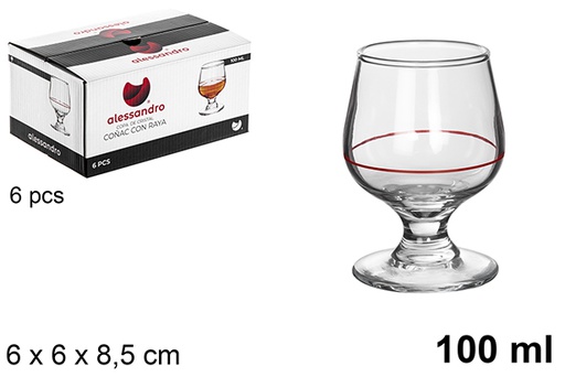 [120740] Copo de cristal conhaque com listra 100 ml
