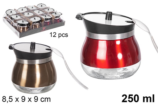 [120758] Colored glass and metal sugar bowl 250 ml