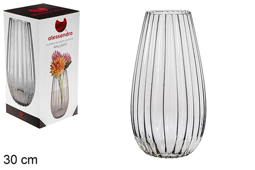 [120790] Vaso in vetro a righe 30 cm