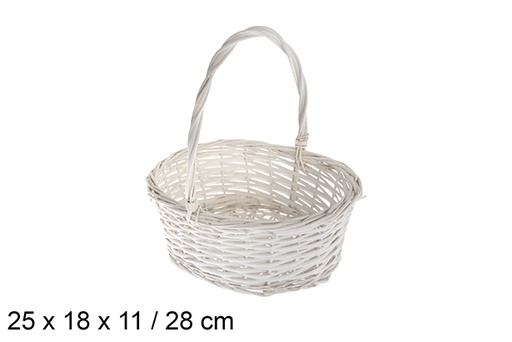 [120816] Cesti di vimini ovali bianchi 27x18x11 cm
