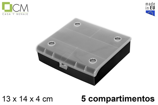 [120822] Multipurpose black plastic box 5 compartments