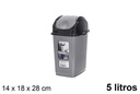 Papelera con tapa basculante Slim negro/gris 5 l.