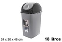 Papelera con tapa basculante Slim negro/gris 18 l.