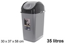 Papelera con tapa basculante Slim negro/gris 35 l.