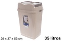 Papeleira Easy com tampa basculante bege 35 l.