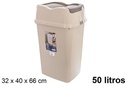 Contentor com tampa basculante Easy bege 50 l.