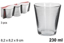 Pack 3 vasos cristal agua Lisboa 230 ml