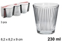 Pack 3 Rayas glass water glasses 230 ml