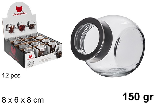 [120863] Frasco de vidro com tampa transparente 150 gramas