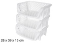 Pack 3 stackable plastic organizer