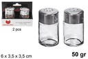 Pack salero-pimentero cristal con tapa de acero 50 gramos