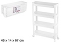 Organizador de plástico 4 estantes con ruedas 46x14x67 cm