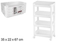 Organizer in plastica 4 ripiani con ruote 35x22x67 cm