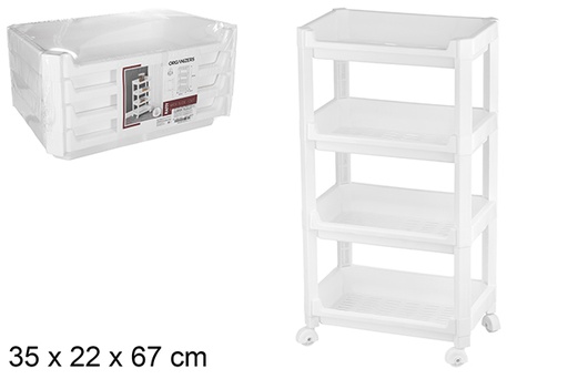 [120911] Organisateur en plastique 4 étagères à roulettes 35x22x67 cm
