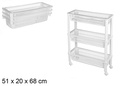 Organizador de plástico 3 estantes con ruedas 51x20x68 cm