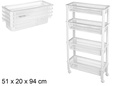 Organizer in plastica 4 ripiani con ruote 51x20x94 cm