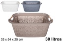 Cesto para roupas de plástico com alças de madeira 30 l.