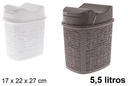 Papelera plástico con tapa basculante 5,5 l.