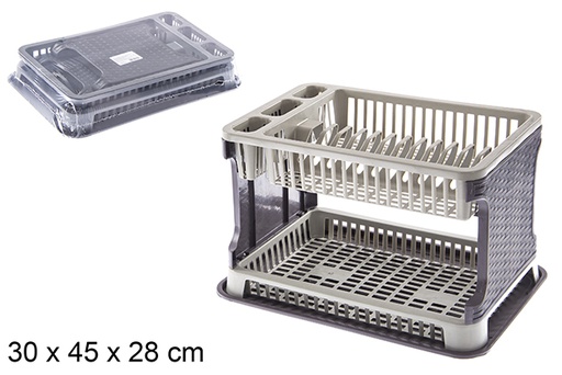 [120942] Rattan plastic dish drainer in assorted colors