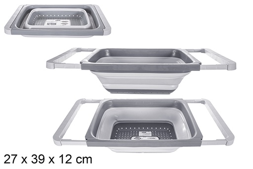 [120946] Égouttoir pliable rectangulaire en plastique gris