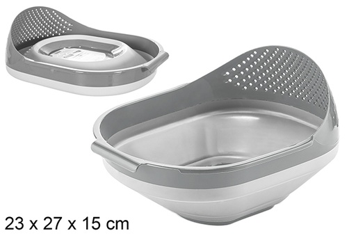 [120948] Bowl con escurridor plástico plegable gris