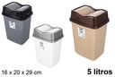 Papelera plástico tapa basculante Butterfly 5 l.