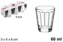 Pack 6 vasos chupito cristal Prato 60 ml