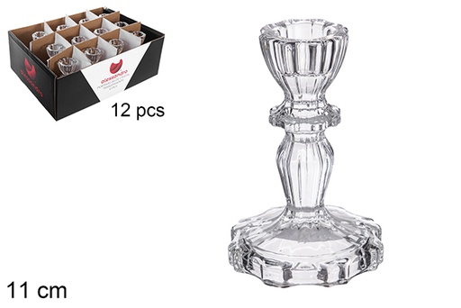 [121079] Transparent glass candle holder 11 cm