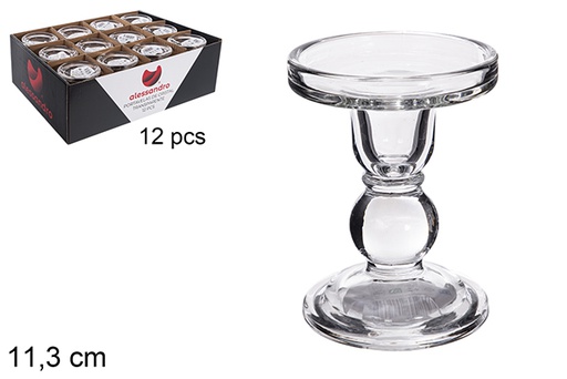 [121083] Transparent glass candle holder 11,3 cm
