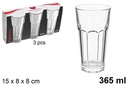 Pack 3 vasos cristal agua Casablanca 365 ml