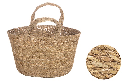 [121117] Small seagrass basket with short handle