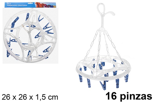 [121177] Corde à linge ronde rotative 16 clips