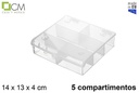 Caja plástico multiusos 5 compartimentos transparente