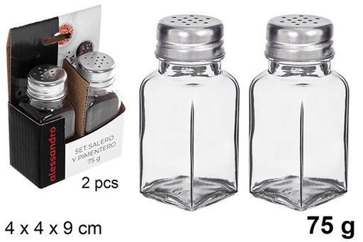 [121241] Pack 2 salière - poivrière en verre 75 gr.