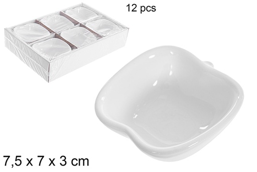 [121248] White ceramic bowl apple shape 7,5x7x3 cm