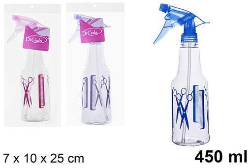 [121264] Botella plástico con pulverizador color peluquero 450 ml