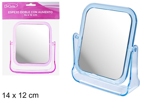 [121268] Espejo doble con aumento rectangular color 14x12 cm
