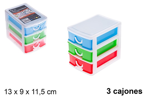 [121286] Mini cassettiera in plastica colorata 3 cassetti