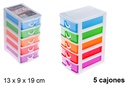Mini cajonera plástico colores 5 cajones