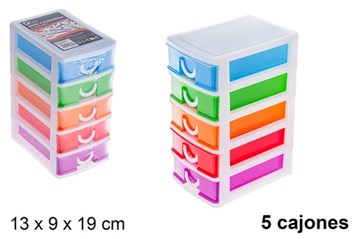 [121288] Mini cassettiera in plastica colorata 5 cassetti