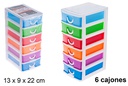 Mini cajonera plástico colores 6 cajones